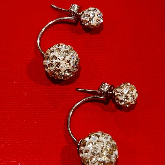 Sterling Silver S925.  Double Rhinestone Ball Ear  Classic Daily Wear Perfect - Picture 12 of 13